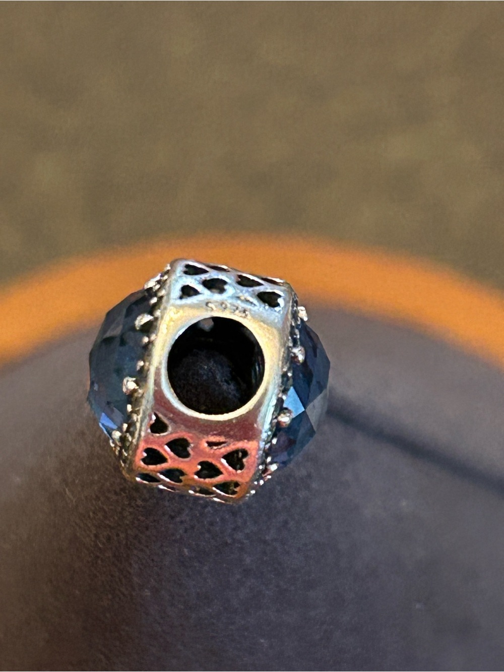 PANDORA Retired Glacier Blue Radiant Hearts Charm w/ Dark Blue Crystal Pavé S925 - Picture 5 of 11